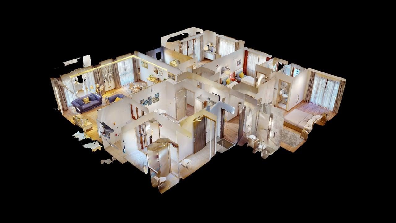 Verified 3D dollhouse scan of the same room